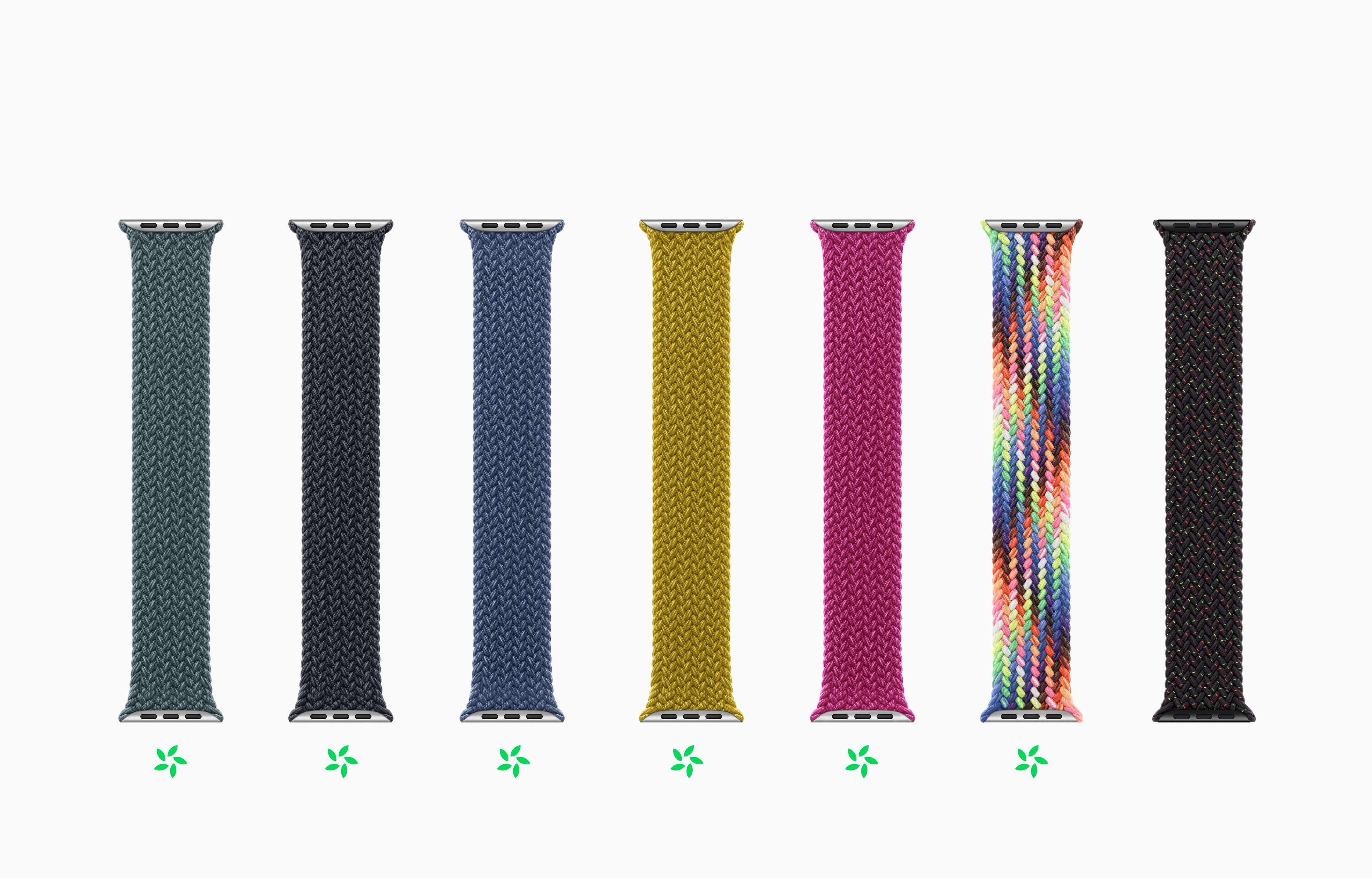 친환경 소재로 제작된 브레이드 솔로 루프 밴드. 다양한 색상 옵션과 편안한 착용감을 제공하며, 유연한 직물 구조로 손목에 완벽히 밀착됩니다