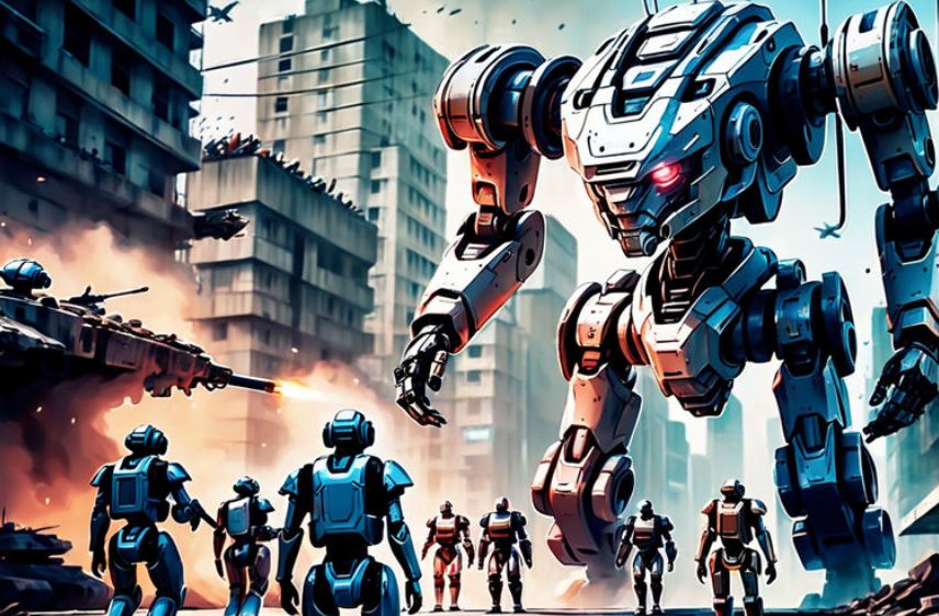 로봇과 인간이 전쟁하는 모습