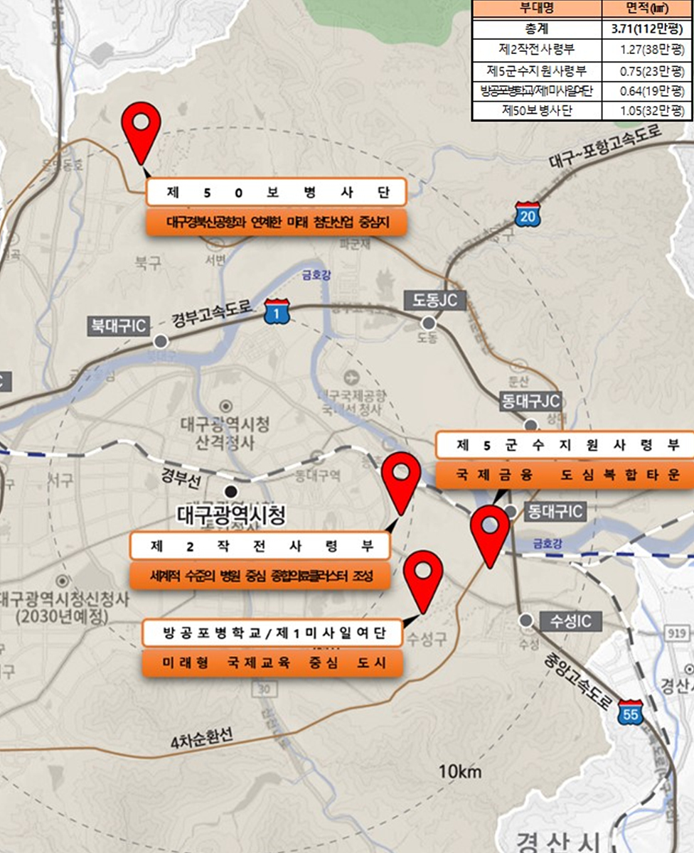 대구시, 국군부대 후적지