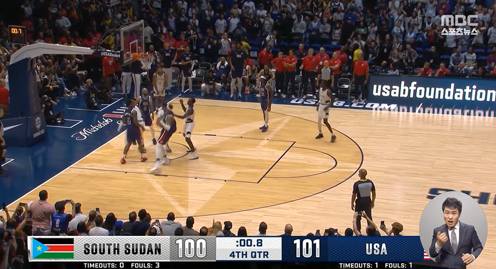 지난 미국의 남자농구 최종평가전 경기 설명