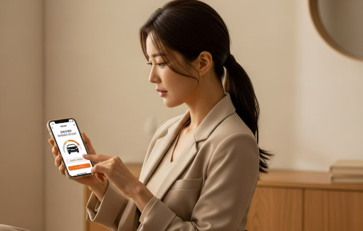 핸드폰 보는 여성