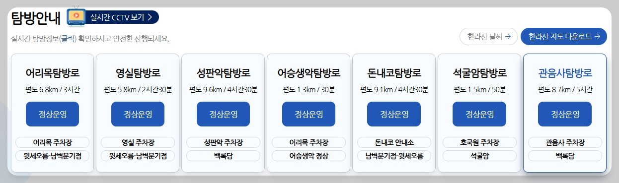 한라산 탐방 예약 실시간 통제 여부