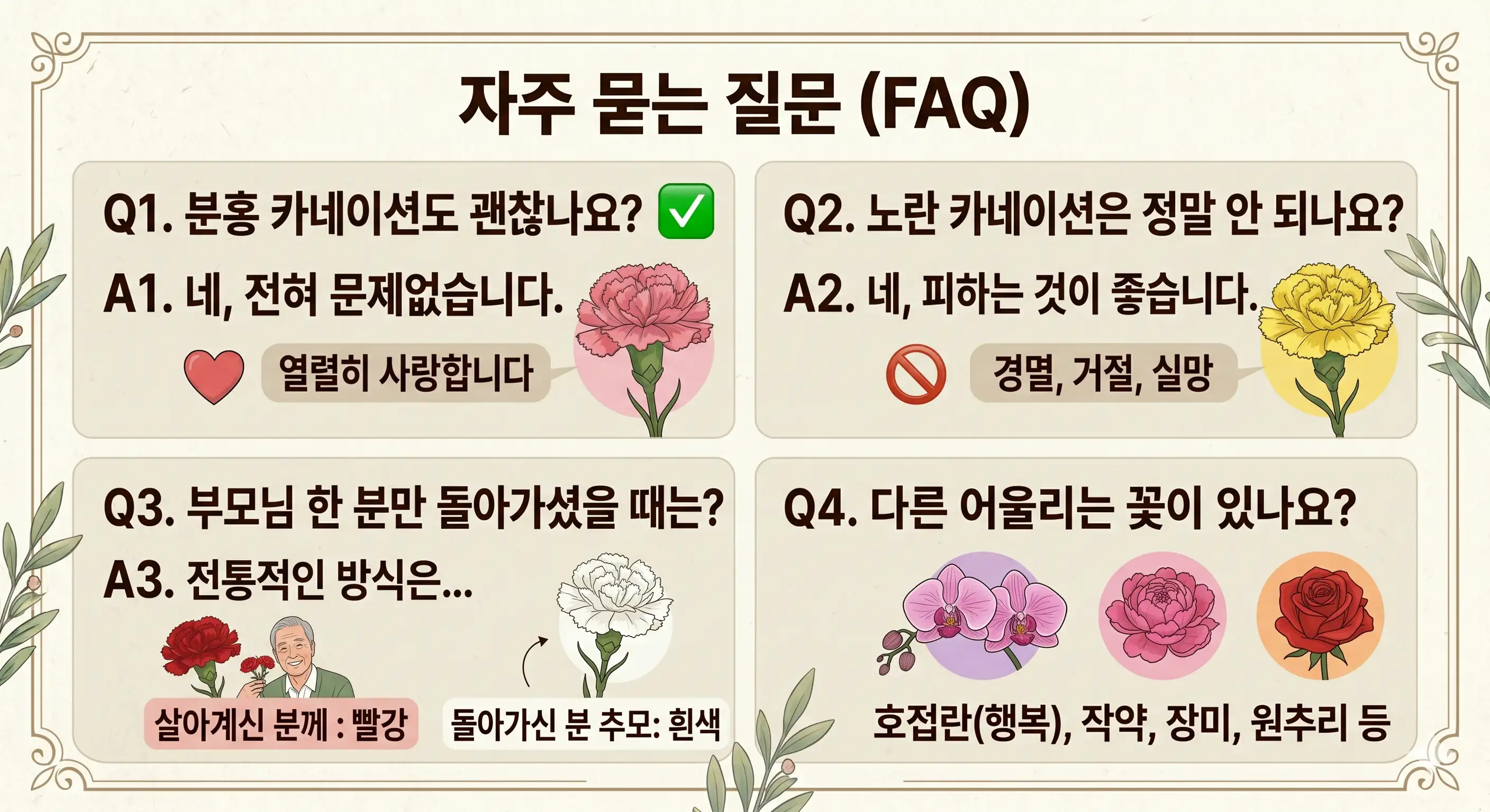 카네이션 꽃말 자주 묻는 질문 정리