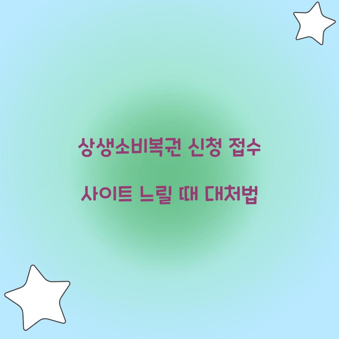 상생소비복권 신청 접수 사이트 느릴 때 대처법