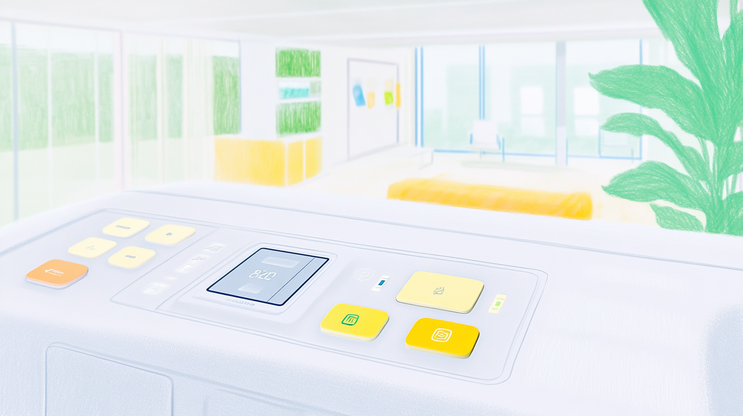 미래지향적 홈 환경 속에서 인체공학적 버튼과 우아한 인터페이스가 돋보이는 삼성 WF2420HCEEC 세탁기 이미지