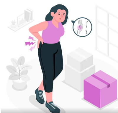 관절 통증으로 힘들어하는 여자 일러스트