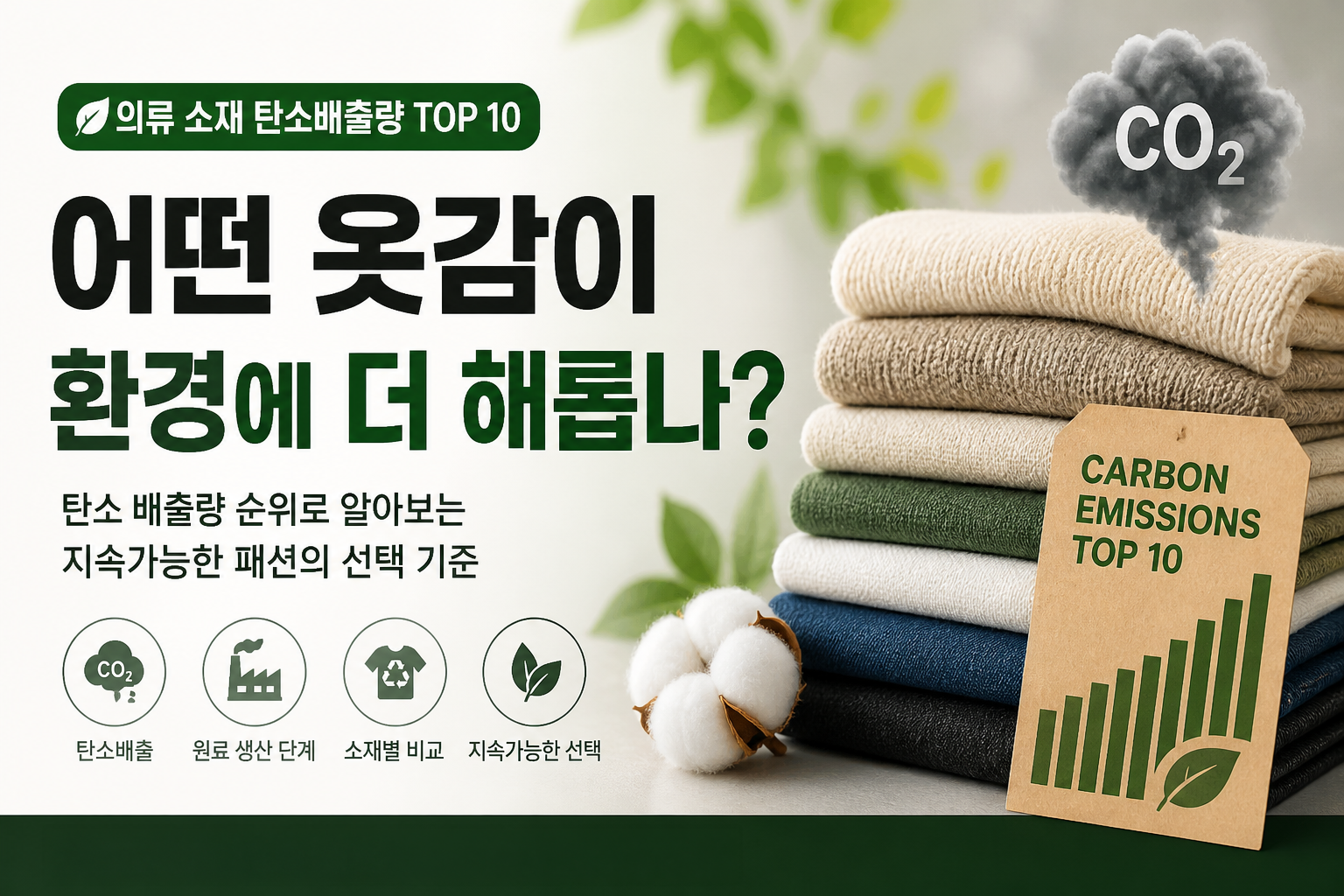 의류 소재별 탄소배출량 비교 인포그래픽 썸네일