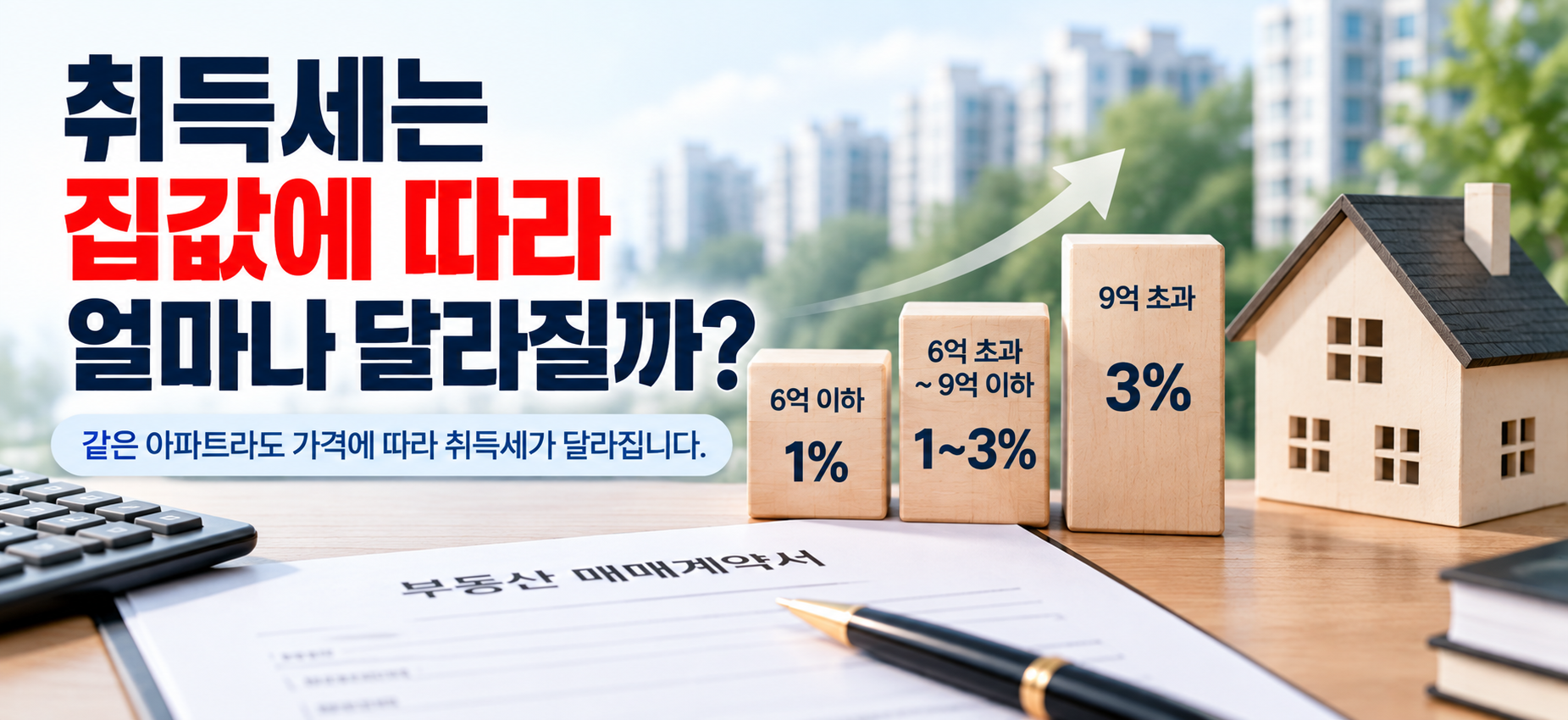 아파트 가격에 따른 취득세율 차이 설명 이미지