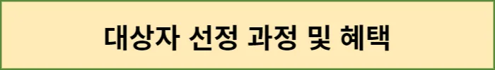 대상자 선정 과정 및 혜택