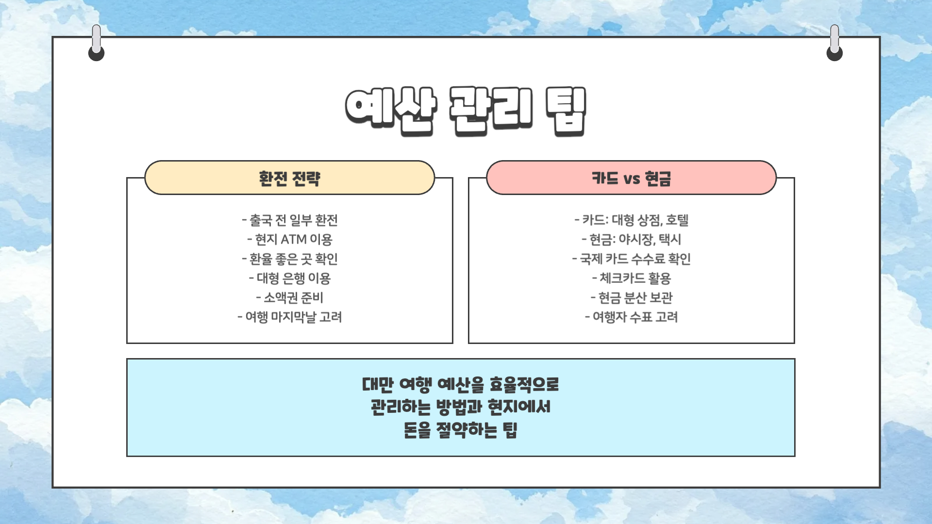 대만 여행 준비물 체크리스트