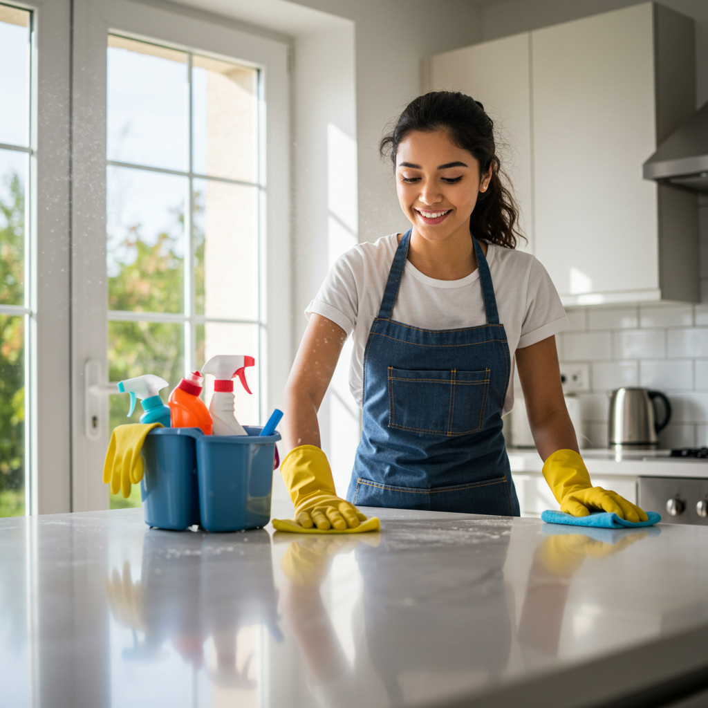 주방 싱크대 청소하는 이미지