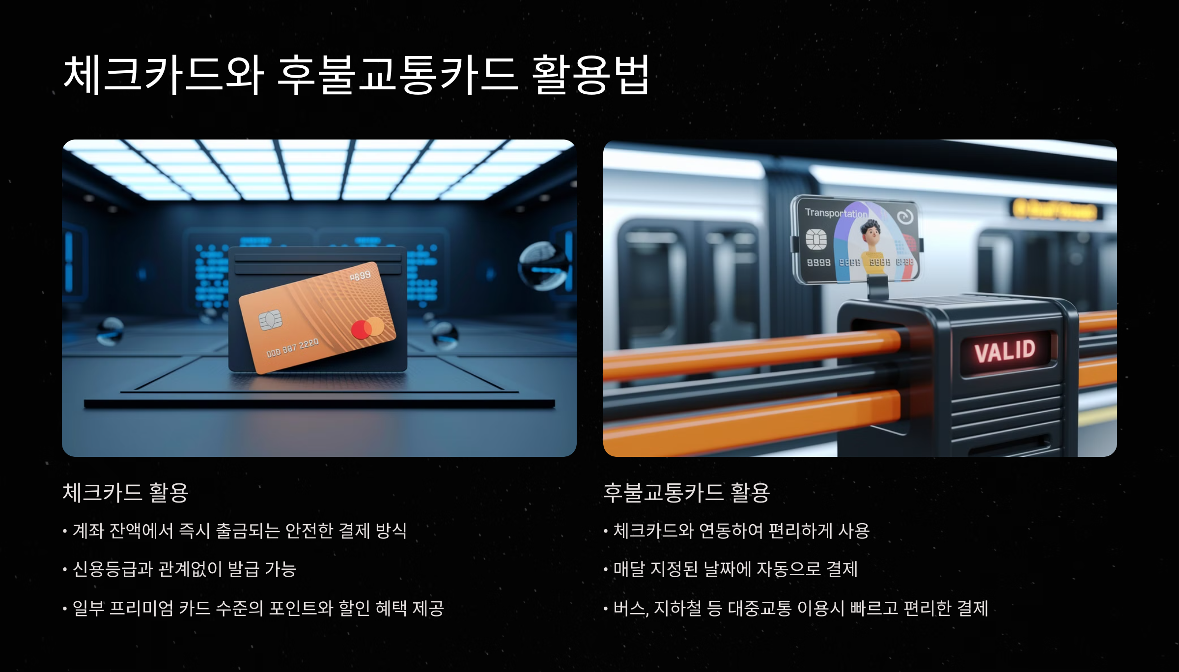 체크카드와 후불교통카드 활용법