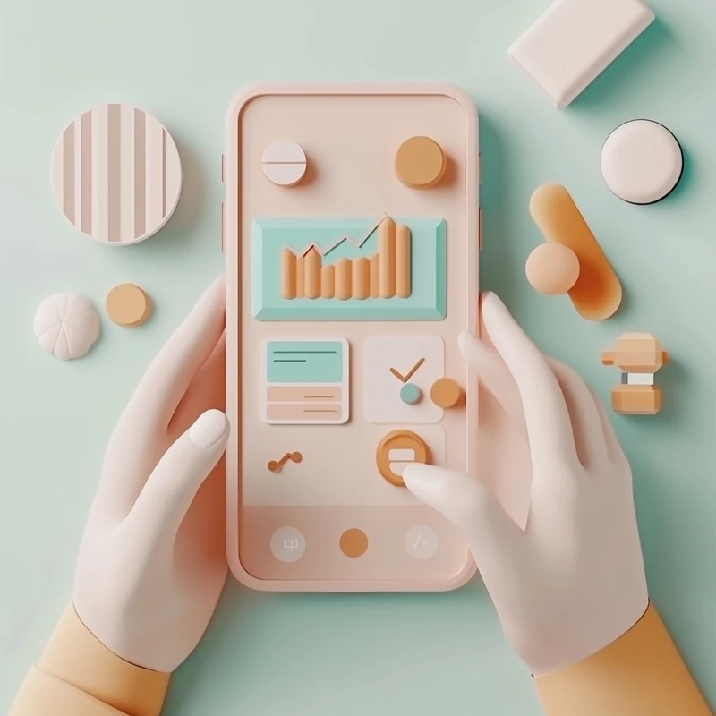 스마트폰 앱으로 연금 ETF 자동 투자 설정하는 손동작을 통해 간편한 연금 투자 관리 강조. 연금 ETF 자동 투자, 스마트폰 앱, 손쉬운 연동, 비대면 투자, 효율적 투자 관리 연결