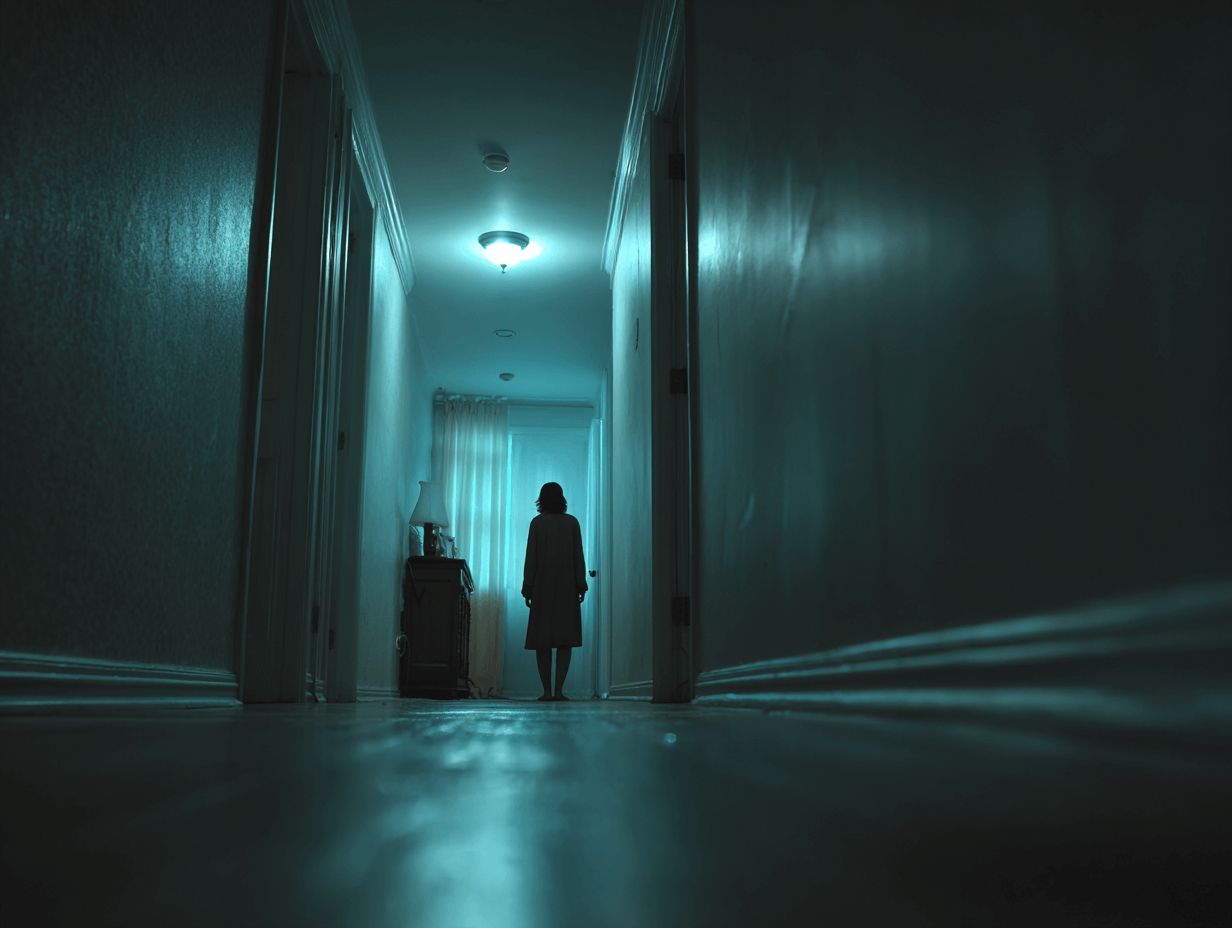 어두운-복도에-서-있는-여성