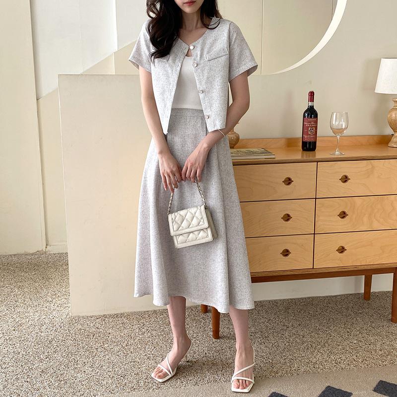 코지 여자 아렌 고급스러운 여름 트위드 투피스 세트