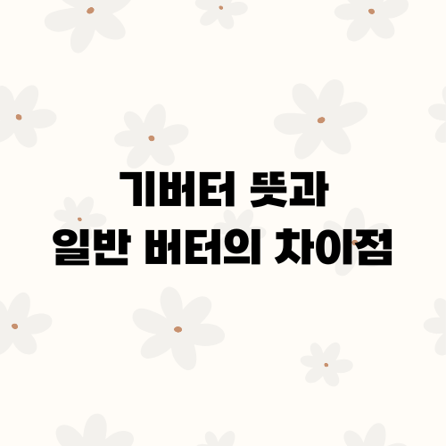 기버터 뜻과 일반 버터의 차이점