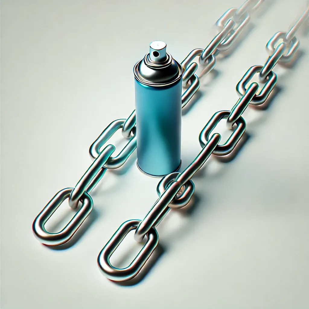 스프레이와 금속 체인이 결합된 단일 디자인