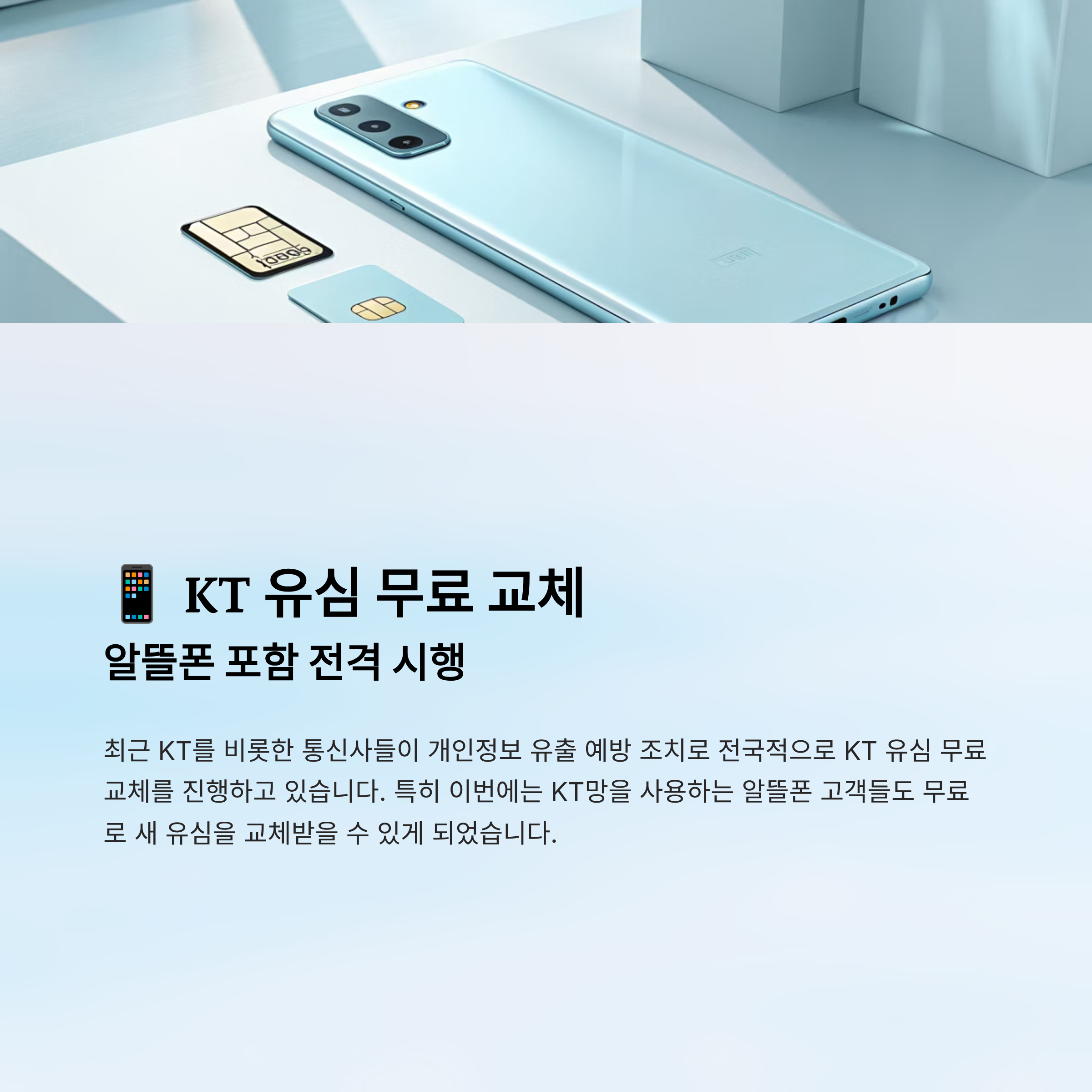 KT 유심 무료 교체 알뜰폰 포함|2025년 신청 대상·일정·방법 총정리