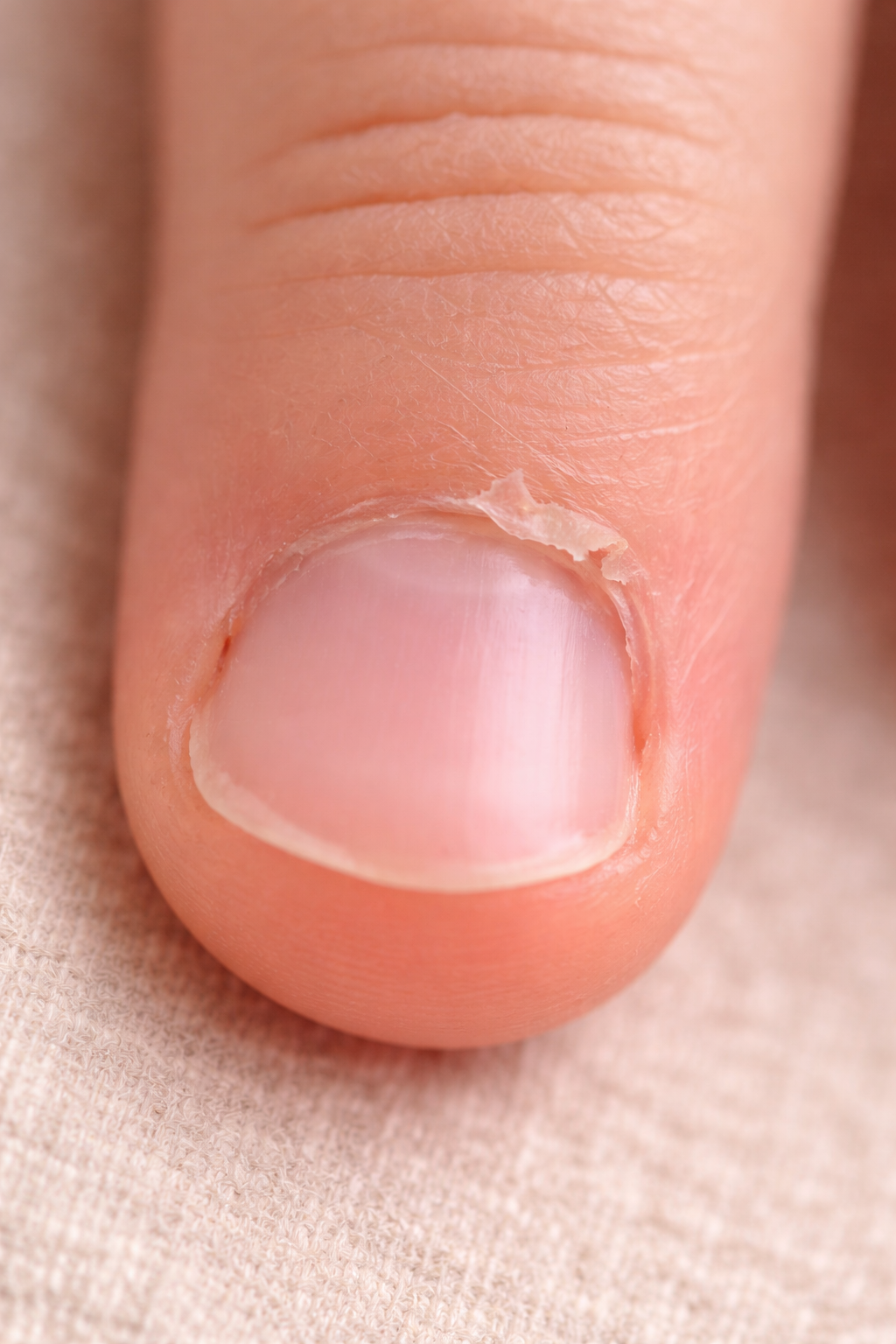 초등학교 1학년 아이 손톱 옆에 하얗게 일어난 거스러미 모습