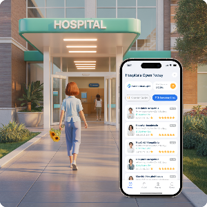 전국 주말(일요일) 문여는 병원 찾기 병원앱 이미지