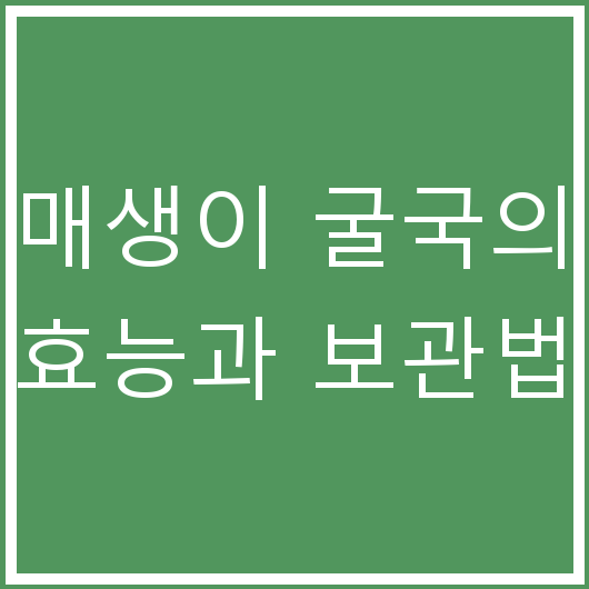 매생이 굴국의 효능과 보관법