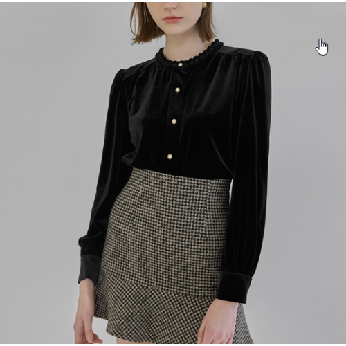 나인 블랑 레이스 포인트 벨벳 블라우스 A BL-4097 NML7CWBL4097M0