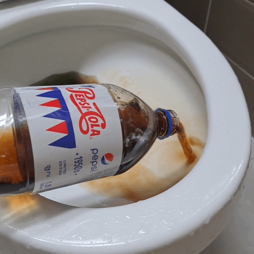 변기에 콜라를 부어준다