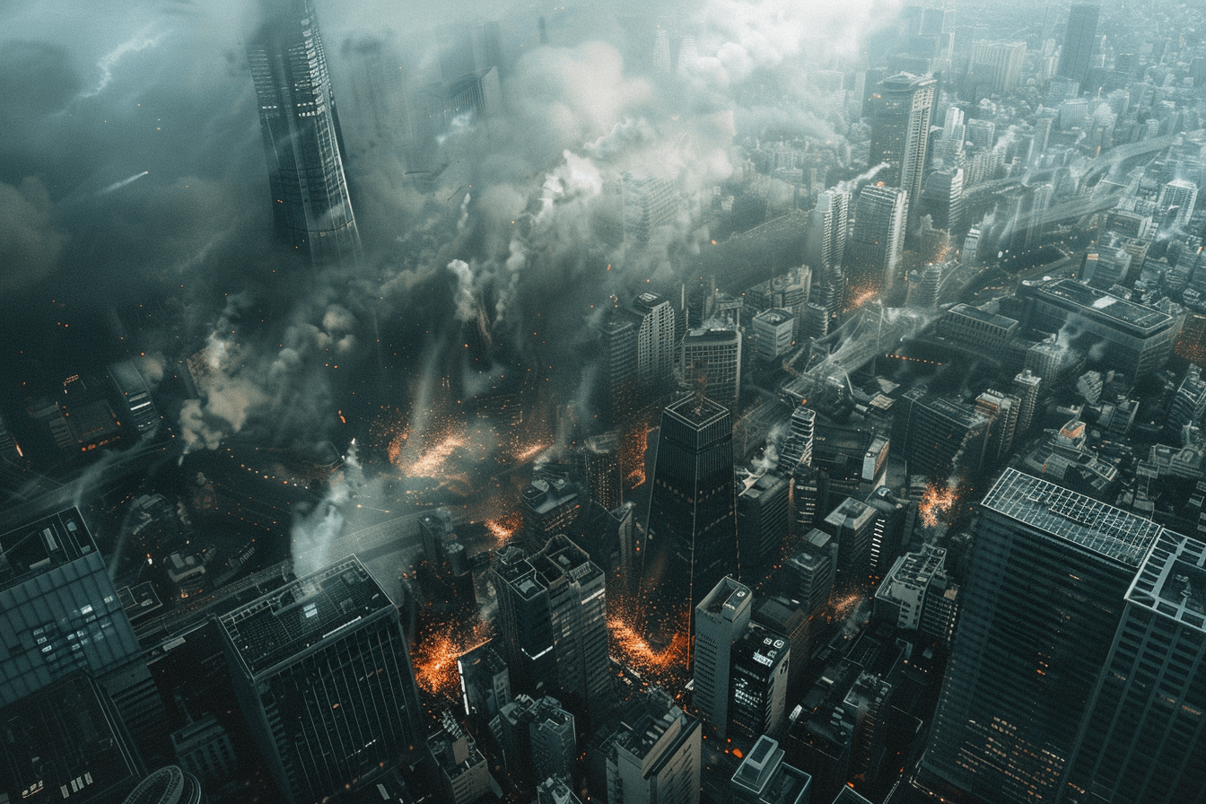 자연재해로-인해-불타고-있는-도심-이미지