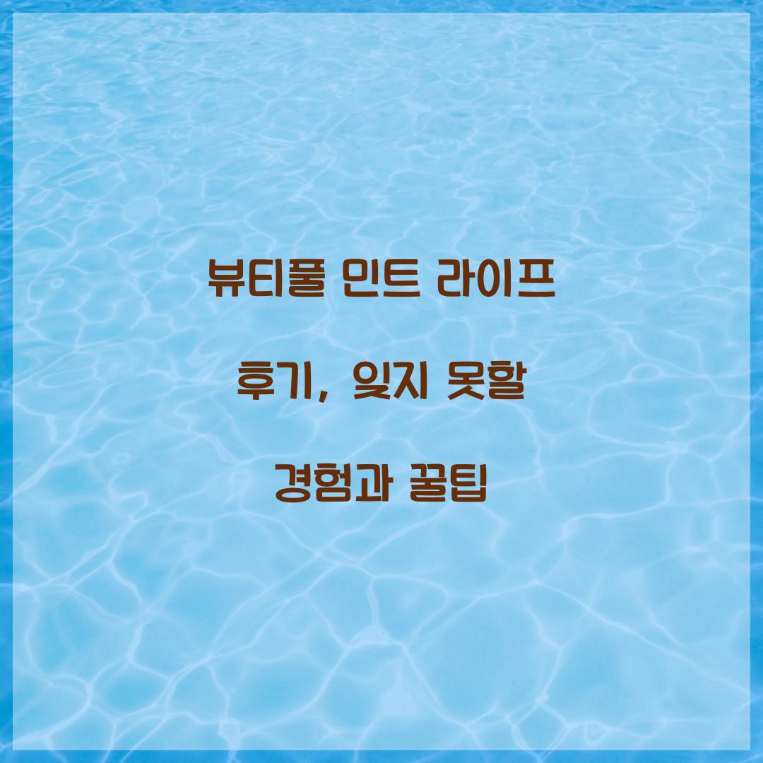 뷰티풀 민트 라이프 후기