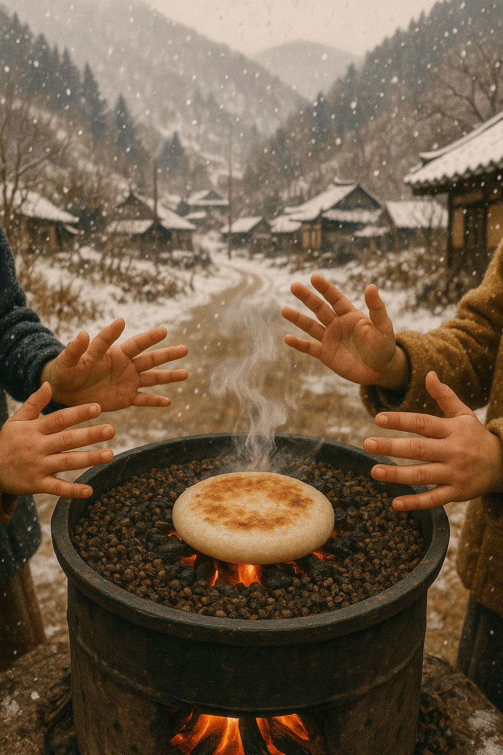 겨울 눈 속에서 익던 떡 한 조각