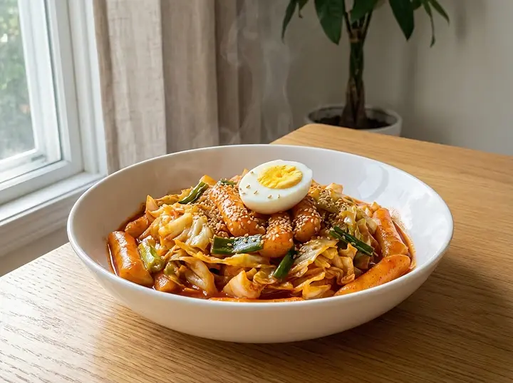 꿀로 단맛을 낸 건강한 집떡볶이 완성 모습