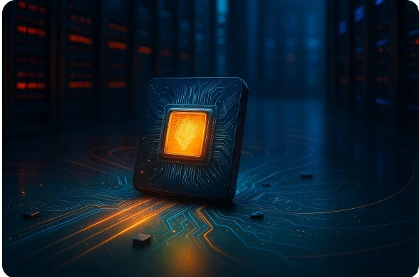 AI ASIC 전환을 상징하는 미래지향적 이미지