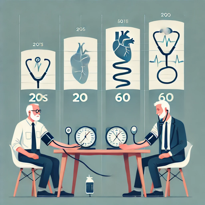 20대부터 60대 이상의 혈압 변화를 비교한 그래프 이미지