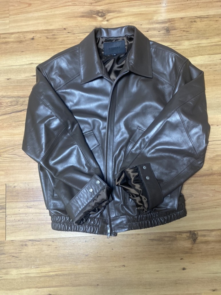 스페로네 램스킨 오벌 포켓 가죽 자켓 브라운