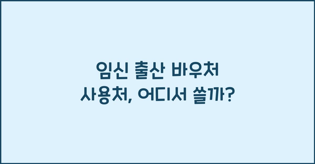 임신 출산 바우처 사용처