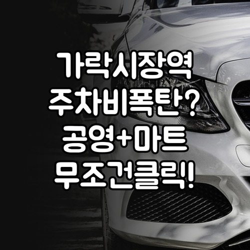 가락시장역 근처 저렴한 주차장 추천 ..