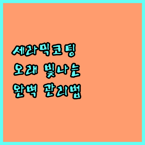 세라믹 코팅 완벽 관리법: 오래 빛나