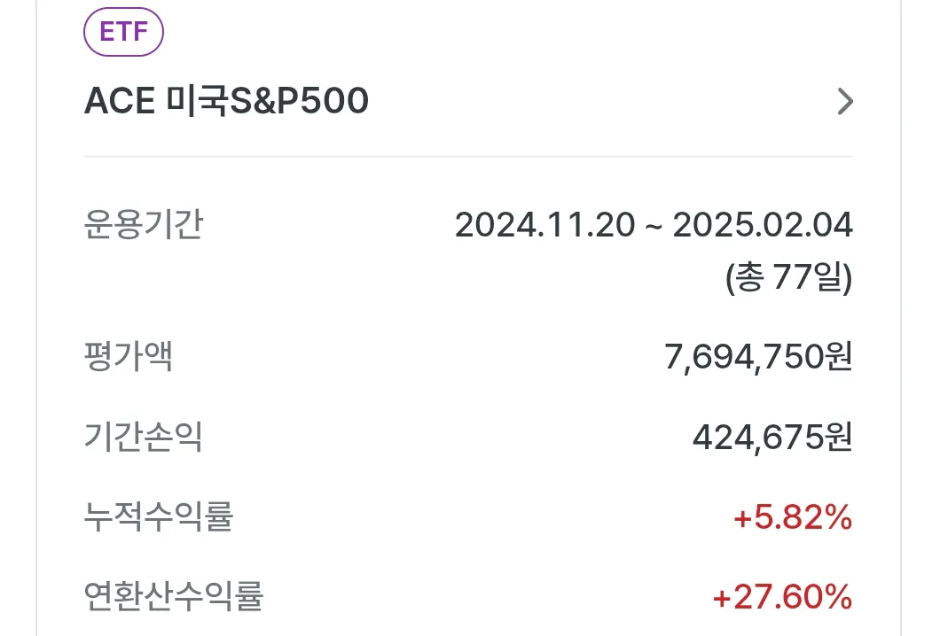 퇴직연금-ACE-미국-S&P-500투자-수익률