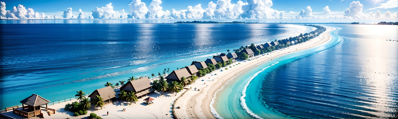 양쪽 바다 사이에 마을이 있는 사진입니다.