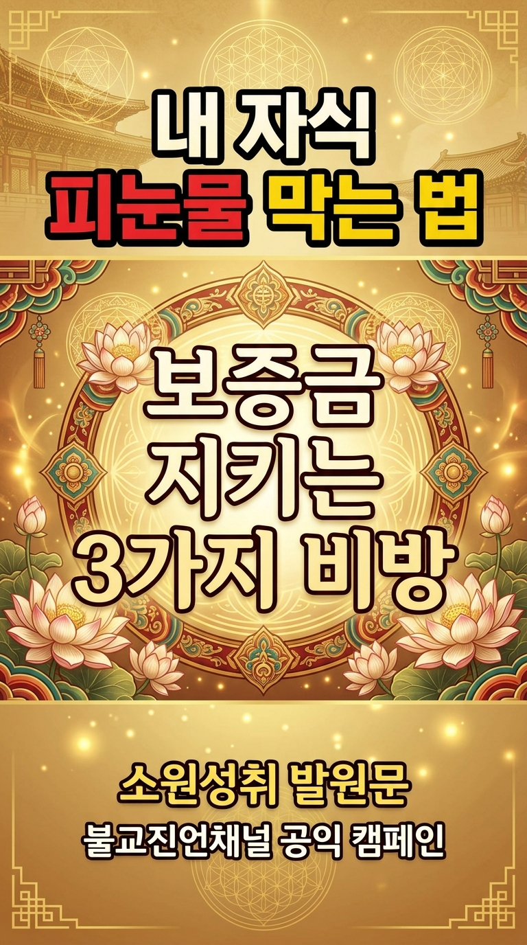 "성불하십시오. 도반 여러분, 요즘 우리 자녀들의 소중한 꿈을 앗아가는 '월세 마구니'가 기승을 부리고 있습니다."(00:05~00:20) 마구니의 수법 (액운의 정체)
"사기꾼 마구니는 집주인의 비밀번호 하나를 빼내어 내 집처럼 행세합니다. 주변 시세보다 절반이나 싼 집을 미끼로, 가짜 서류를 내밀며 우리 아이들을 유혹합니다."(00:20~00:50) 삼재소멸 예방 비방 (3대 원칙)"이 액운을 막으려면 딱 세 가지만 기억하십시오.서류는 내가 직접! 상대가 보낸 서류 믿지 말고, 천 원 들여 직접 등기부를 떼야 지혜입니다.사람은 눈으로 확인! 집주인 얼굴 직접 안 보고 하는 계약은 즉시 멈추십시오.이름은 한 글자까지! 계좌 이름과 집주인 이름이 다르면 절대 입금하면 안 됩니다."(00:50~01:00) 맺음말 및 법보시 제안
"이 정보를 이웃에게 전하는 것이 고통받는 중생을 구제하는 법보시입니다. 자녀의 천만 원을 지키는 부처님의 지혜, 지금 공유하십시오. 성불하십시오."