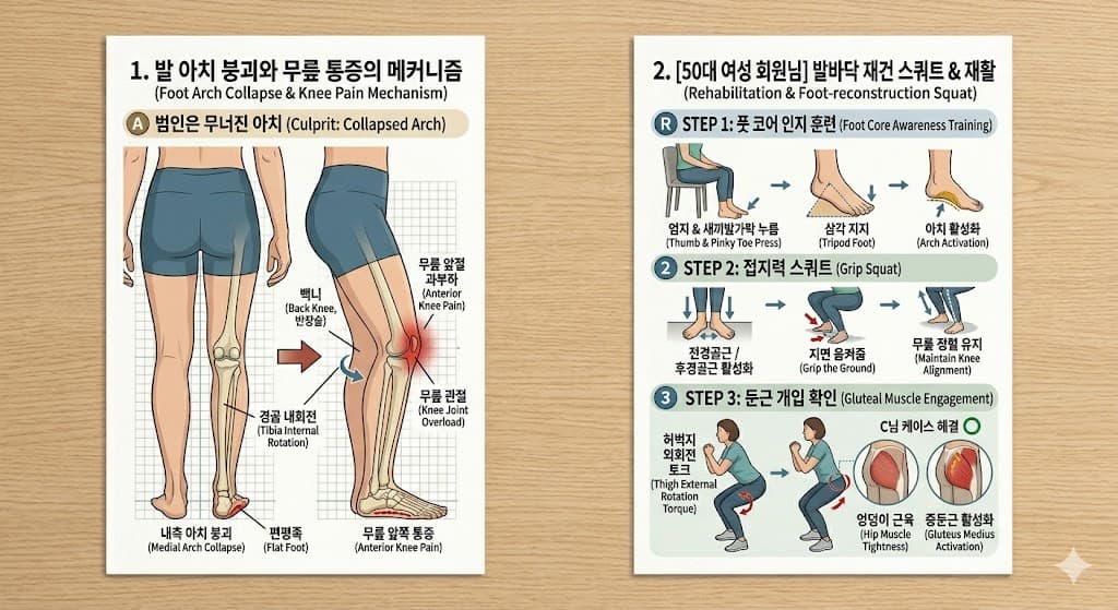 발 아치 붕괴와 무릎 통증의 메커니즘