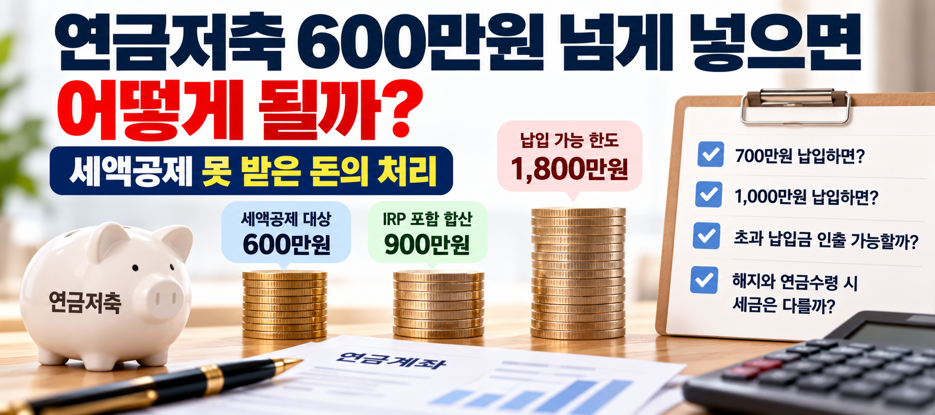 연금저축 600만원 초과 납입 세액공제와 인출 방법