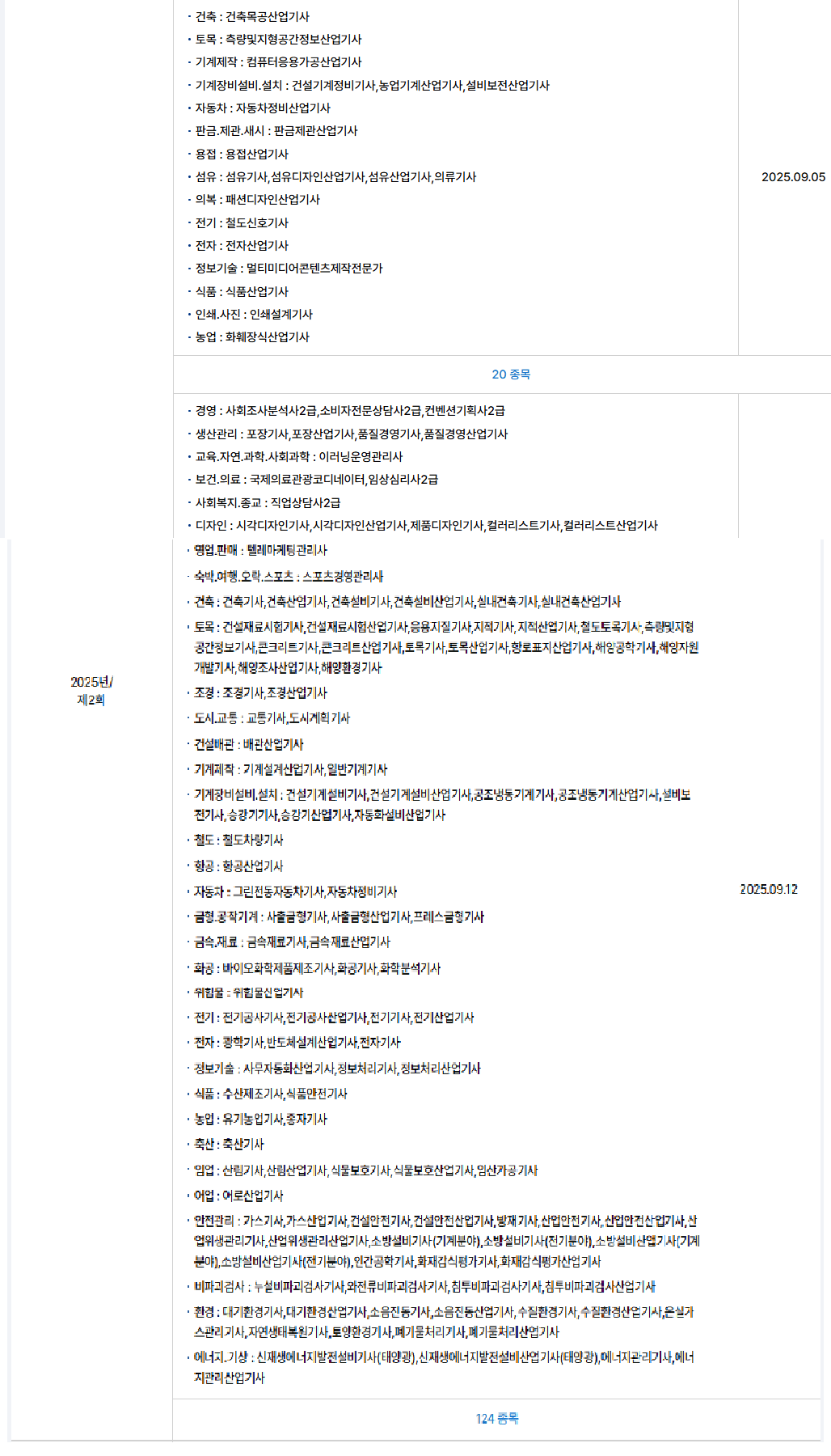 기사시험 2회 종목