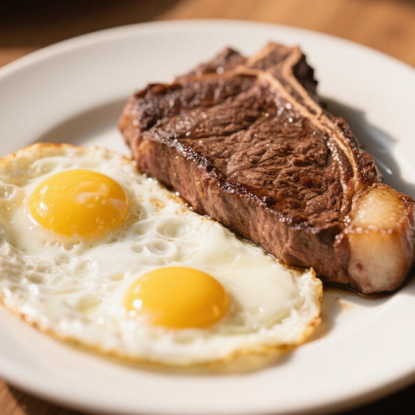 스테이크와 계란이 함께 담긴 카니보어 식단 구성
