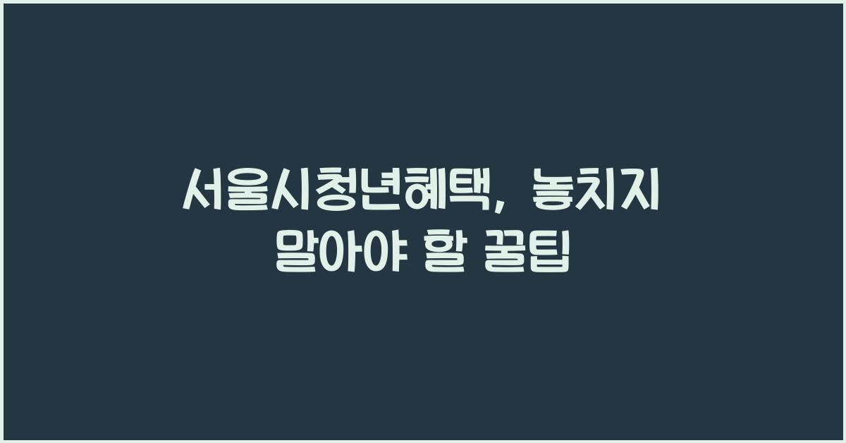 서울시청년혜택