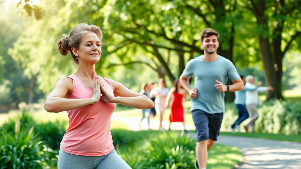 공원에서 운동하는 이미지