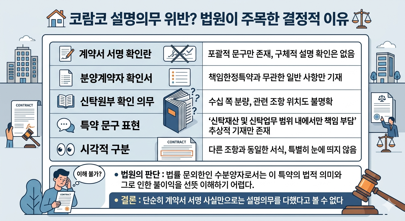 신탁사의 책임한정특약 무효, 설명의무 위반