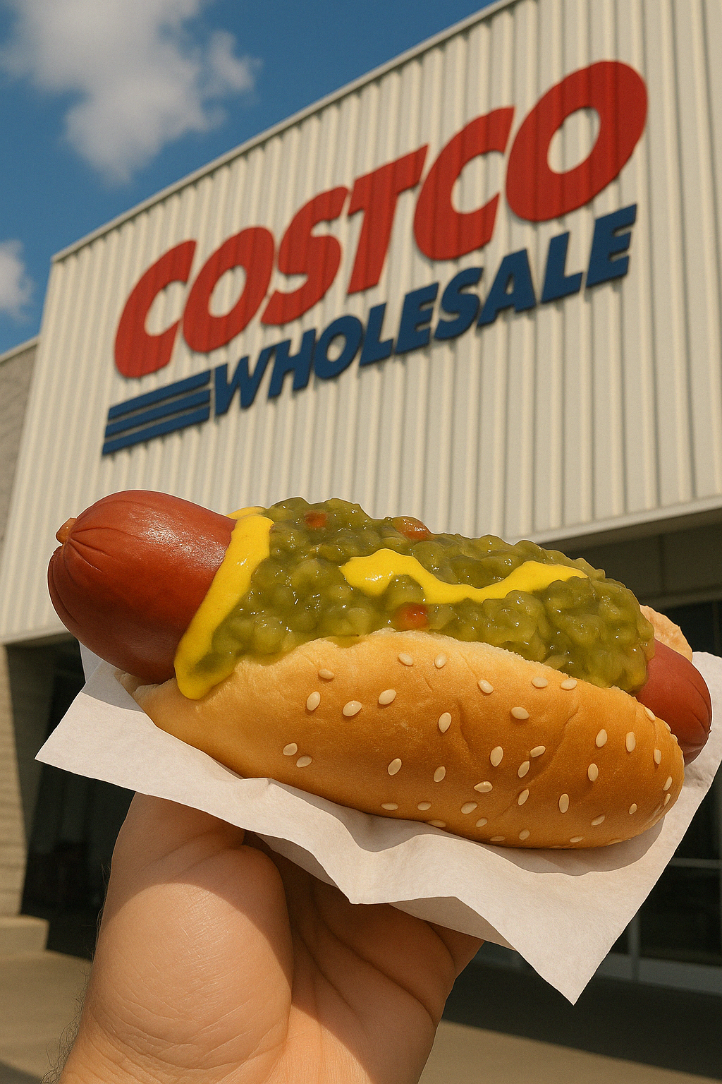 코스코 간판과 핫도그 콜라보 사진