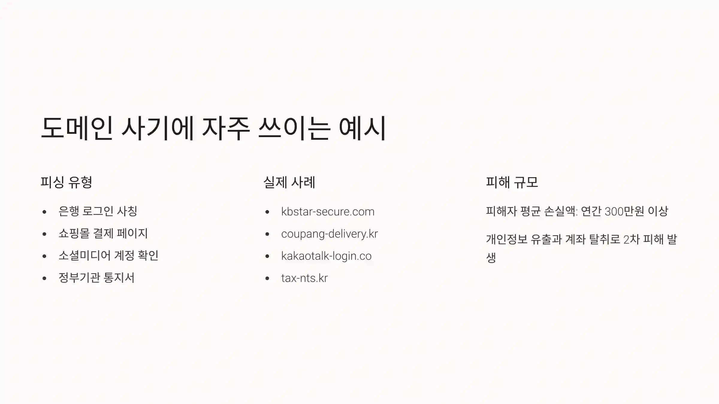 도메인 사기에 자주 쓰이는 예시