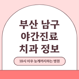 부산 남구 야간진료 치과 병원 (18시 이후 늦게까지하는 병원)
